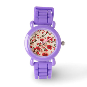 Reloj De Pulsera Pintura de estilo oriental, flor de ciruela en pri