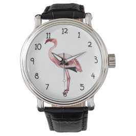 Reloj De Pulsera Pintura de flamingo rosa de época