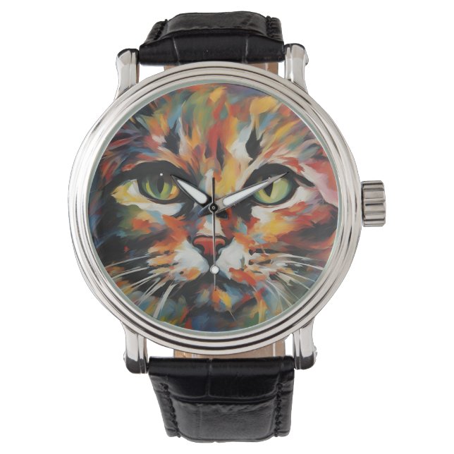 Reloj De Pulsera Pintura de gato (Anverso)
