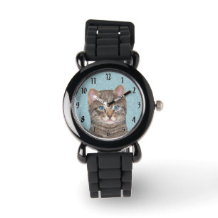 Reloj De Pulsera Pintura de gatos en la mesa gris - Arte de gatos o