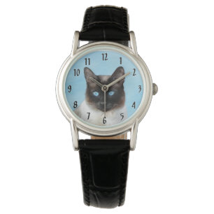 Reloj De Pulsera Pintura de gatos siameses - Arte de gatos original