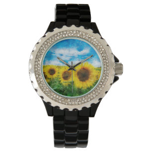 Reloj De Pulsera Pintura de girasoles