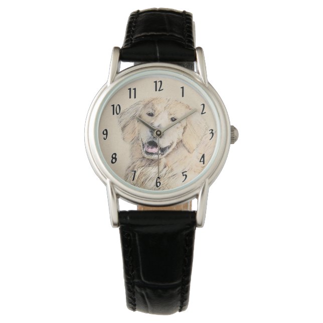 Reloj De Pulsera Pintura de Golden Retriever - Cute original Dog Ar (Anverso)