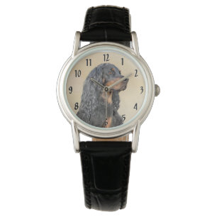 Reloj De Pulsera Pintura de Gordon Setter - Arte de Perro Original.