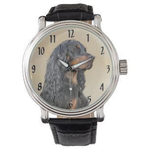 Reloj De Pulsera Pintura de Gordon Setter - Arte de Perro Original.