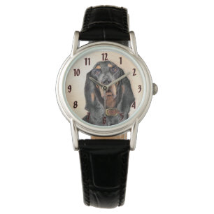 Reloj De Pulsera Pintura de hongos negros y morenos - Arte de perro