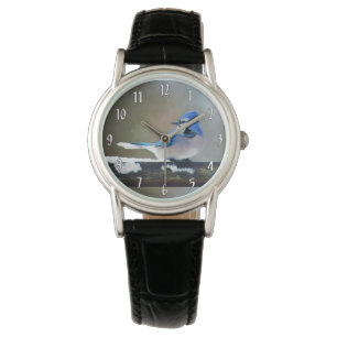 Reloj De Pulsera Pintura de Jay azul - Arte de pájaro original