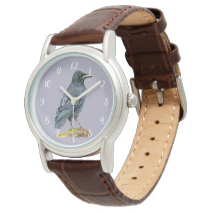 Reloj De Pulsera Pintura de la acuarela del cuervo