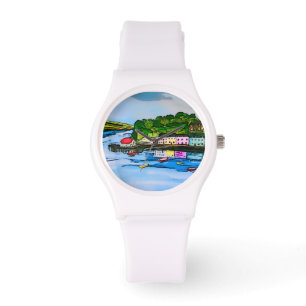 Reloj De Pulsera Pintura de la isla Portree de Skye, Escocia
