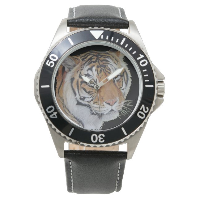 Reloj De Pulsera pintura de la vida salvaje de tigre con ojos trist (Anverso)