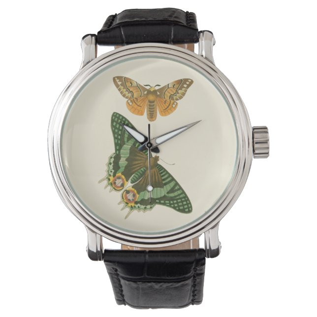 Reloj De Pulsera Pintura de mariposa ligeramente bordeada (Anverso)