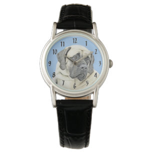 Reloj De Pulsera Pintura de Mastín Inglés (Canela) - Arte de Perro 