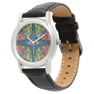 Reloj De Pulsera Pintura de ojos torcidos y trippy