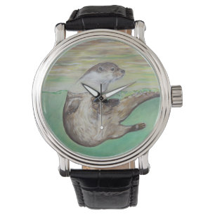 Reloj De Pulsera Pintura de orugas de río lúdico