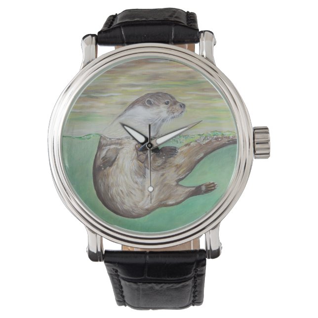 Reloj De Pulsera Pintura de orugas de río lúdico (Anverso)
