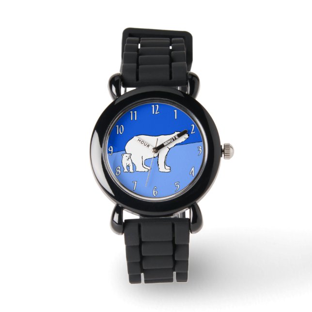 Reloj De Pulsera Pintura de oso polar y de cachorro - Arte de vida  (Anverso)