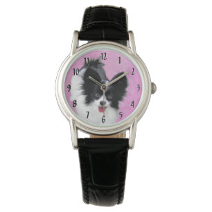 Reloj De Pulsera Pintura de Papillon (blanco y negro) - Arte de per