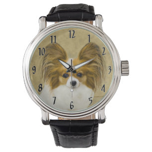 Reloj De Pulsera Pintura de Papillon (Hound Tri) - Arte original de