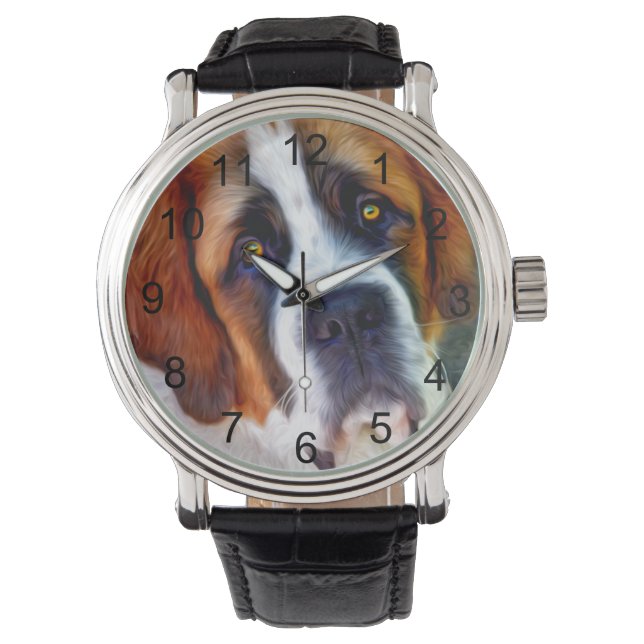 Reloj De Pulsera Pintura de perro de San Bernardo (Anverso)