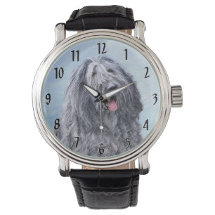 Reloj De Pulsera Pintura de perro pastor de Bergamasco - Perro orig