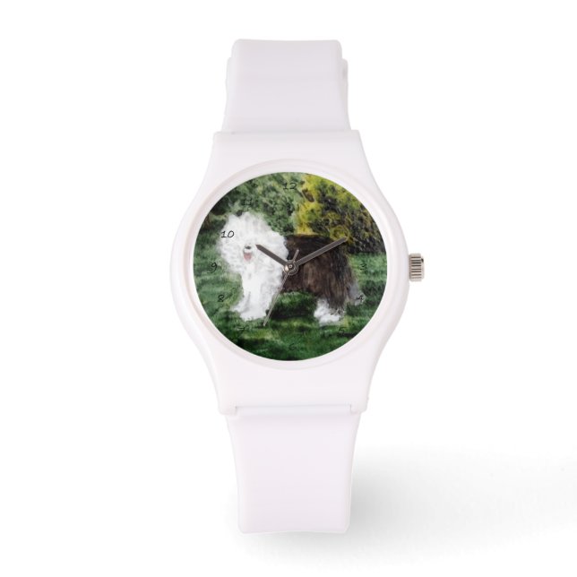 Reloj De Pulsera Pintura de perro pastor en inglés (Anverso)