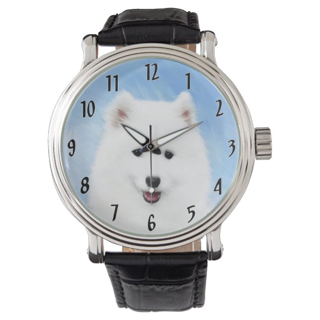 Reloj De Pulsera Pintura de pimienta de Samoyed - Arte Perro Origin (Anverso)