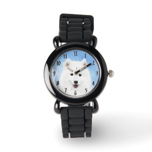 Reloj De Pulsera Pintura de pimienta de Samoyed - Arte Perro Origin