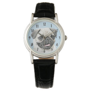 Reloj De Pulsera Pintura de pug - Arte de perro original lindo
