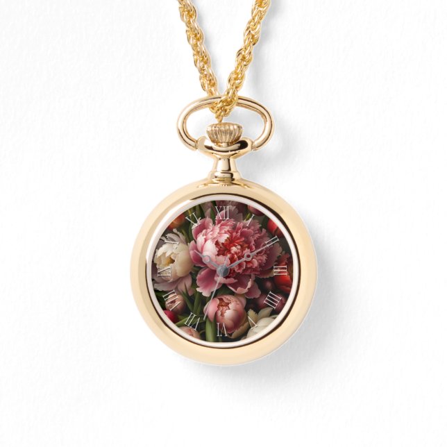 Reloj De Pulsera Pintura de ramo de Peonies Florales Botánicos Vint (Anverso)