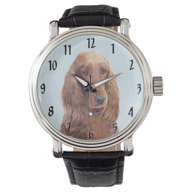 Reloj De Pulsera Pintura de Setter Irlandés - Arte de Perro Origina (Anverso)