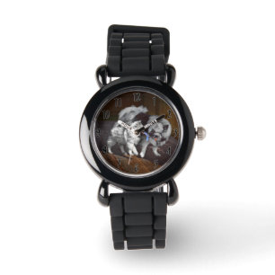 Reloj De Pulsera Pintura de tiempo de juego de Keeshond - Arte de p