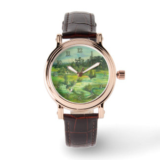 Reloj De Pulsera pintura de valle verde Watercolor