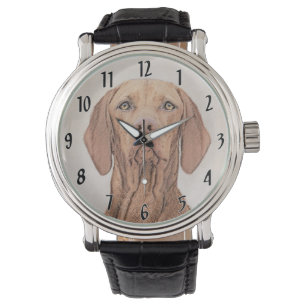 Reloj De Pulsera Pintura de Vizsla - Arte Perro Original.
