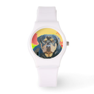 Reloj De Pulsera Pintura digital de retrato de Rottweiler