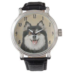Reloj De Pulsera Pintura finlandesa de Lapphund - Arte de Perro ori
