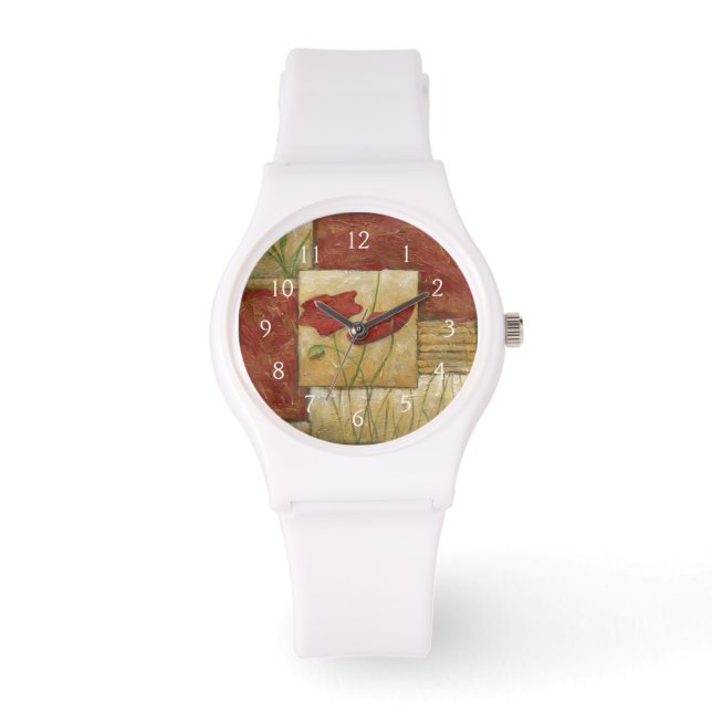 Reloj De Pulsera Pintura floral con pinceladas de cepillo visibles (Anverso)