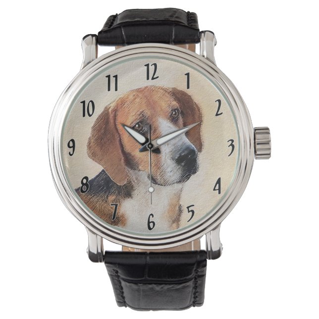 Reloj De Pulsera Pintura Harrier - Arte Perro Original Cuto (Anverso)