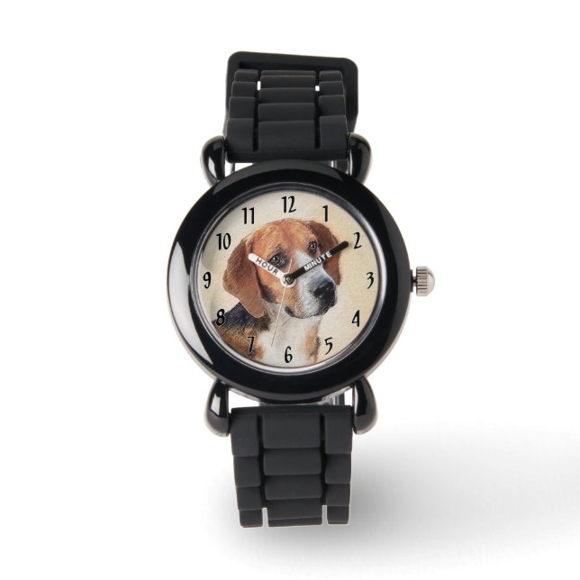 Reloj De Pulsera Pintura Harrier - Arte Perro Original Cuto (Anverso)