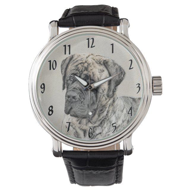 Reloj De Pulsera Pintura inglesa de castiff (Brindle) - Arte de per (Anverso)