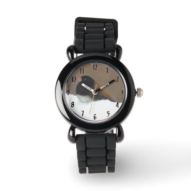 Reloj De Pulsera Pintura Junco de Ojos Oscuros - Arte de pájaro ori (Anverso)