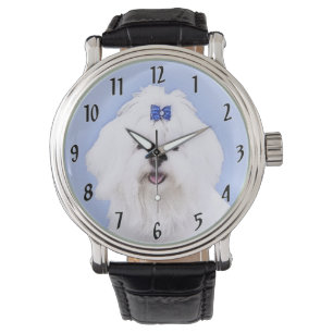 Reloj De Pulsera Pintura Maltesa - Arte de Perro Original Adorable