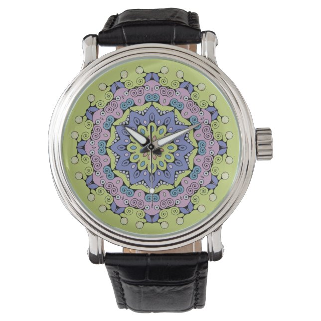 Reloj De Pulsera Pintura manual de Mandala Clock Face 2 (Anverso)