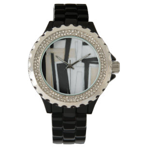 Reloj De Pulsera Pintura negra y blanca abstracta