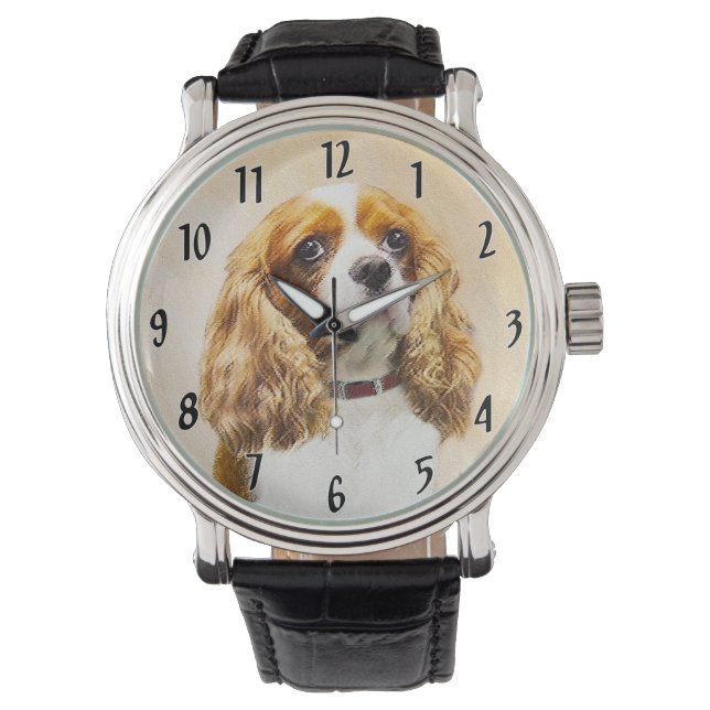 Reloj De Pulsera Pintura original de Cavalier King Charles Spaniel (Anverso)