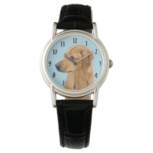 Reloj De Pulsera Pintura Ridgeback Rhodesiana - Arte Perro Original (Anverso)