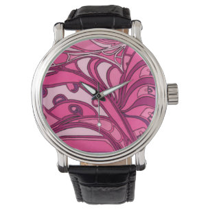 Reloj De Pulsera Pintura rosada abstracta del panel