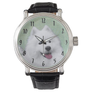 Reloj De Pulsera Pintura Samoyed - Arte Perro Original Cuto