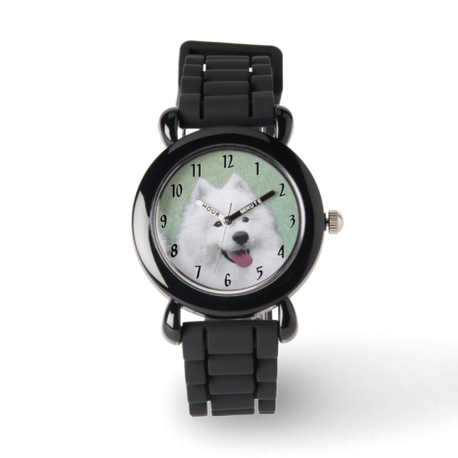 Reloj De Pulsera Pintura Samoyed - Arte Perro Original Cuto (Anverso)