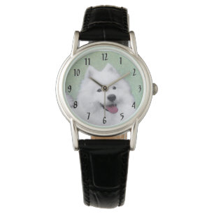 Reloj De Pulsera Pintura Samoyed - Arte Perro Original Cuto