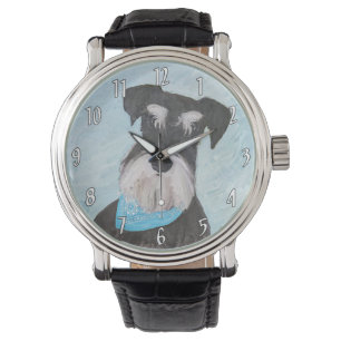 Reloj De Pulsera Pintura Schnauzer (en miniatura) - Perro original 
